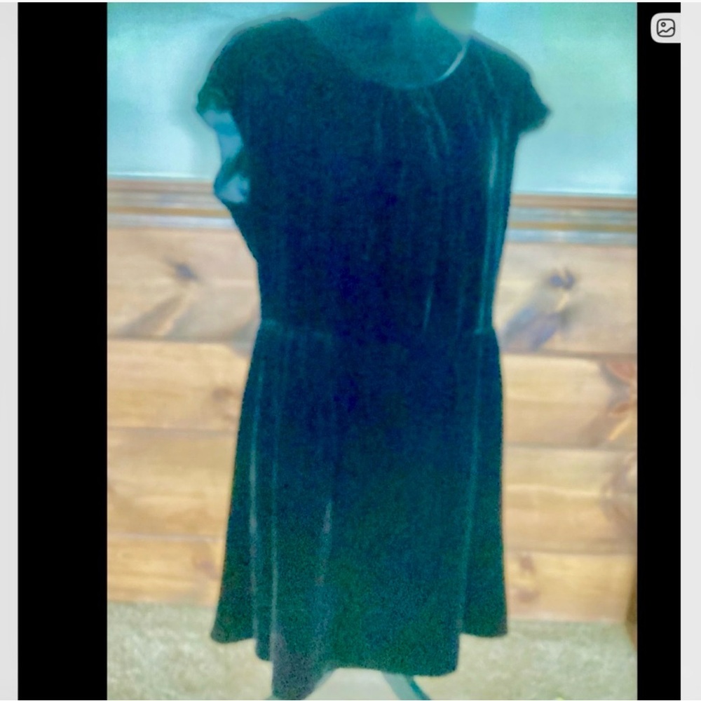 XL Tommy Hilfiger Silk Rayon Velvet Little Black Mini Dress Cap Sleeves